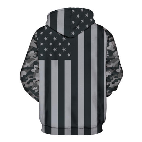 Full Size US Flag Camouflage Drawstring Hoodie